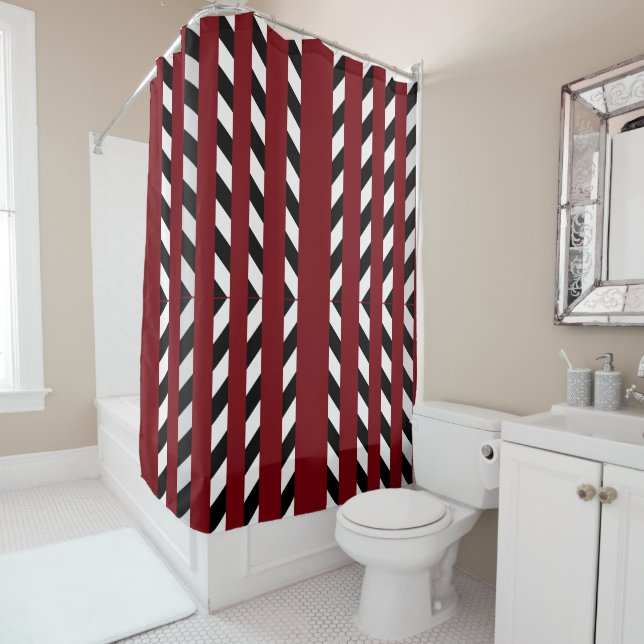  Modern Abstract  Brown &  White  Shower Curtain (In Situ)