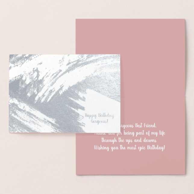 Modern Abstract Brush Birthday Real Foil Card (Display)