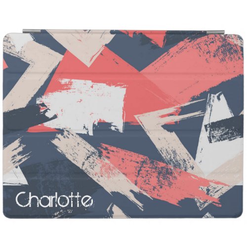 Modern Abstract Brush Stroke Personalized Name iPad Smart Cover