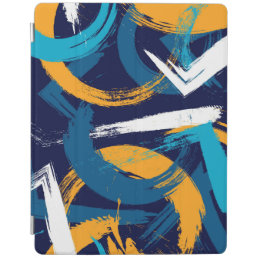 Modern Abstract Brush Strokes Blue Orange Pattern iPad Smart Cover