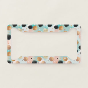 Modern Abstract Brushstroke & Polka Dot Pattern License Plate Frame