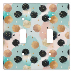Modern Abstract Brushstroke & Polka Dot Pattern Light Switch Cover