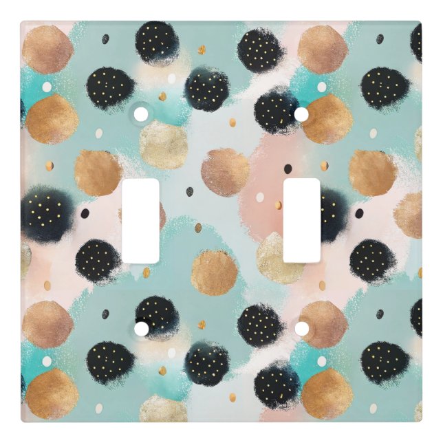 Modern Abstract Brushstroke & Polka Dot Pattern Light Switch Cover (Front)