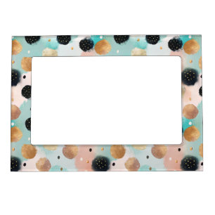 Modern Abstract Brushstroke & Polka Dot Pattern Magnetic Frame