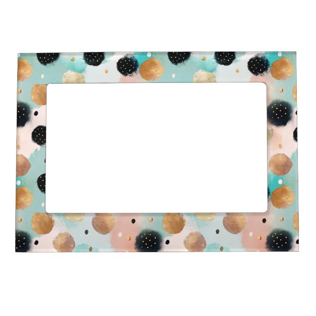 Modern Abstract Brushstroke & Polka Dot Pattern Magnetic Frame (Front)