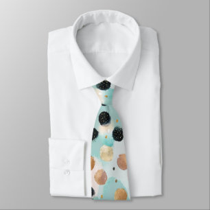 Modern Abstract Brushstroke & Polka Dot Pattern Neck Tie