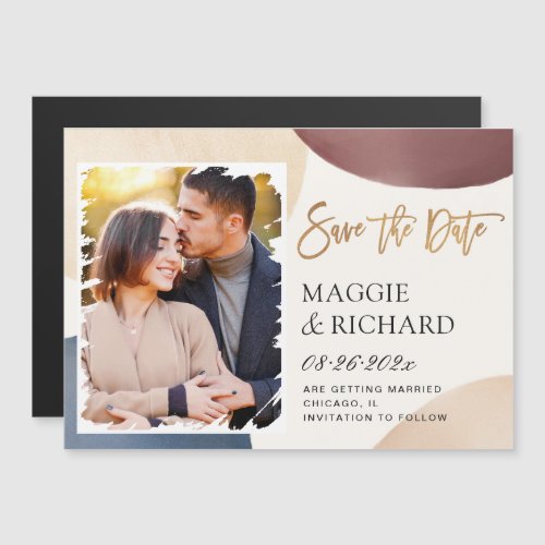 Modern Abstract Brushstroke Save the Date Magnet