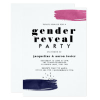 Modern Abstract Brushstrokes Gender Reveal Party Card
