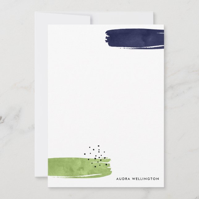 Modern Abstract Brushstrokes Stationery Flat Card (Front)