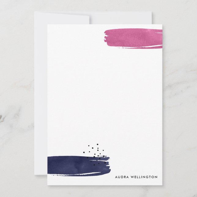 Modern Abstract Brushstrokes Stationery Flat Card (Front)