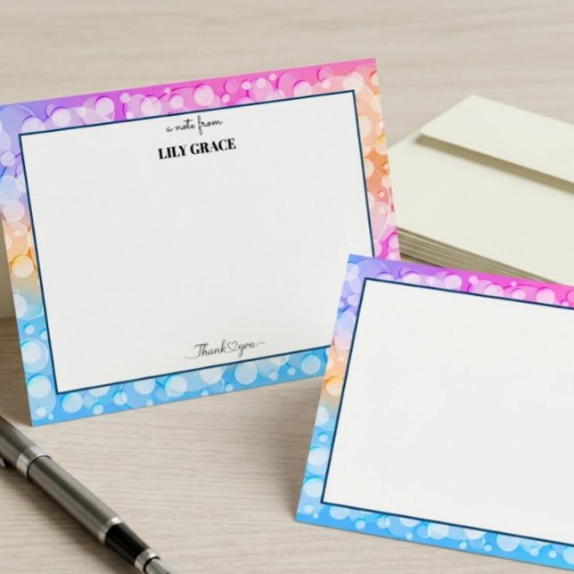 Modern Abstract Bubble Monogrammed "Thank You" Note Card (Creator Uploaded)