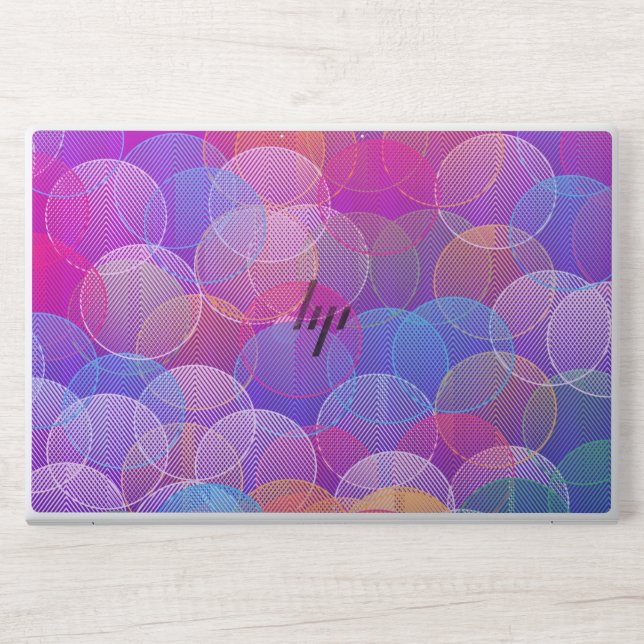 Modern Abstract Bubbles Geometric Pattern Purple HP Laptop Skin (Front)