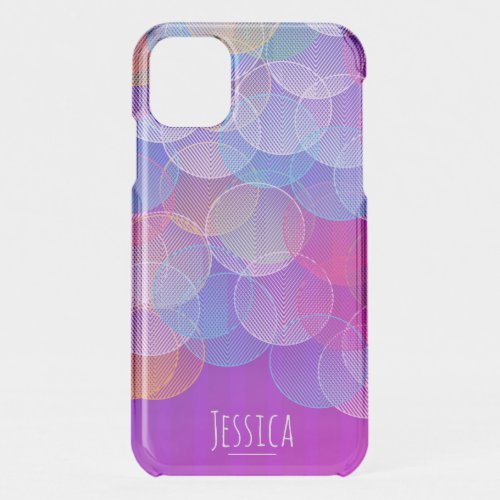 Modern Abstract Bubbles Geometric Pattern Purple iPhone 11 Case