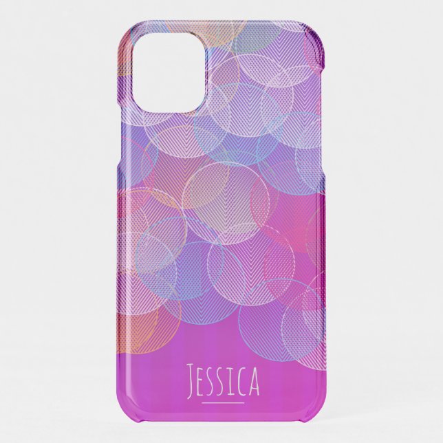 Modern Abstract Bubbles Geometric Pattern Purple Uncommon iPhone Case (Back)