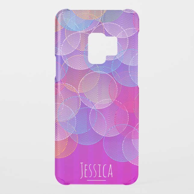 Modern Abstract Bubbles Geometric Pattern Purple Uncommon Samsung Galaxy Case (Back)