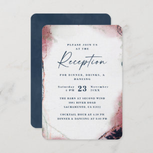 Modern Abstract Burgundy & Navy Wedding Reception Enclosure Card