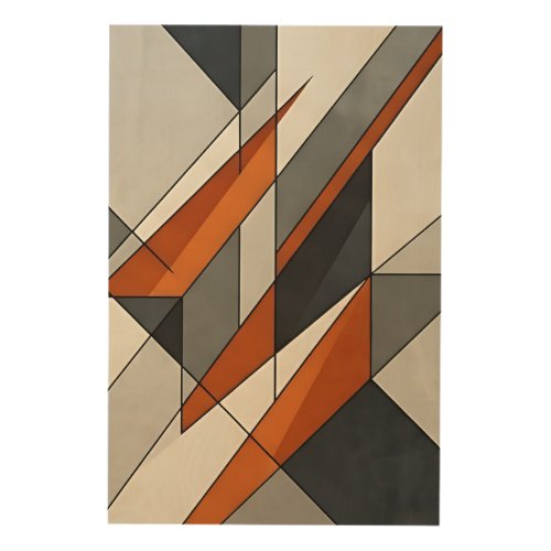 Modern Abstract Burnt Orange Accent Wood Wall Art