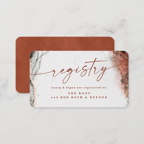 Modern Abstract Burnt Orange Fall Wedding Registry Enclosure Card
