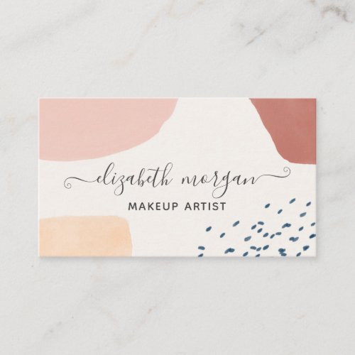 Modern Abstract Burnt Orange Pink Signature Script Business Card