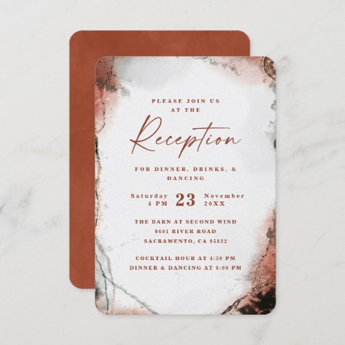 Modern Abstract Burnt Orange Wedding Reception Enclosure Card