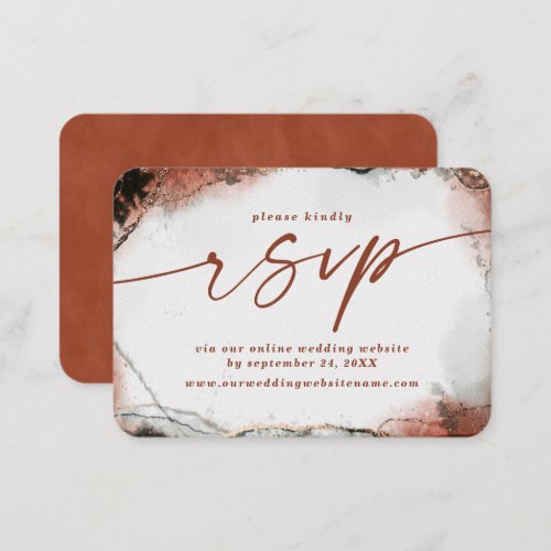 Modern Abstract Burnt Orange Wedding Website RSVP Enclosure Card