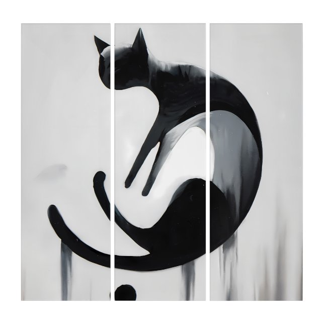 Modern Abstract Cat Triptych Wall Art  (Front)