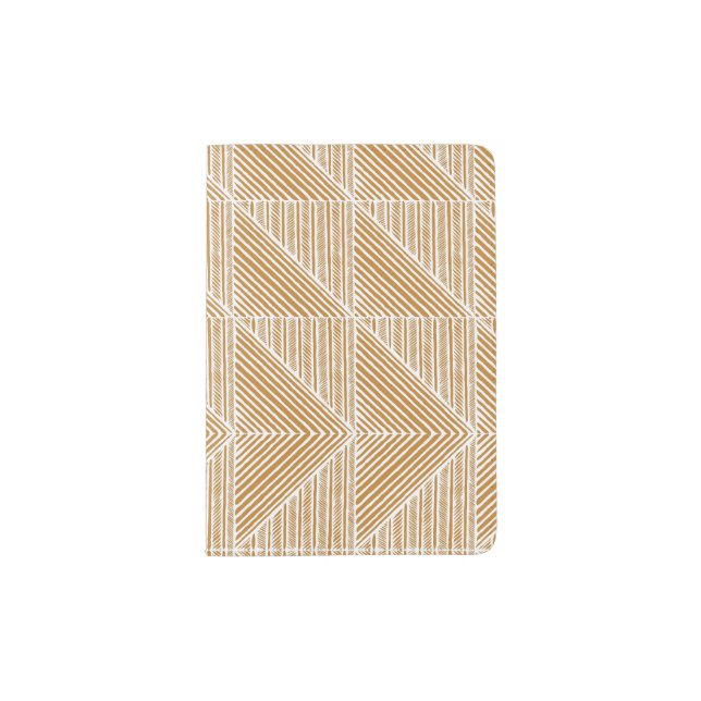 Modern Abstract Chevron Lines in Mustard Yellow Passport Holder (Front)