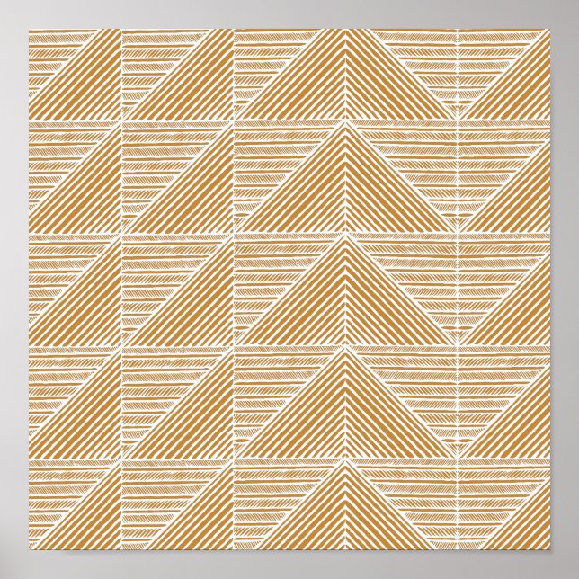 Modern Abstract Chevron Lines in Mustard Yellow Poster (Front)