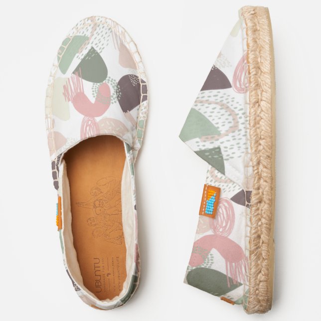 Modern Abstract Chic Pink Sage Pattern Espadrilles (Side)