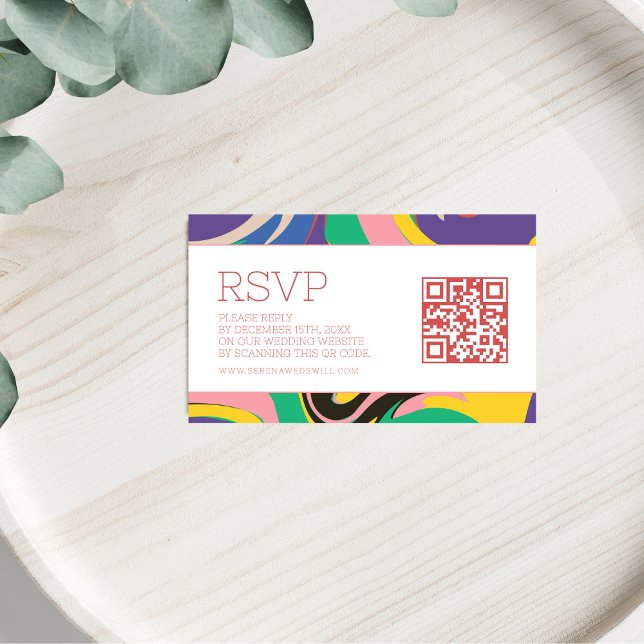 Modern Abstract Chic QR Code RSVP  Enclosure Card (Creator Uploaded)
