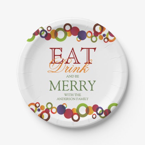 Modern Abstract Christmas Party Circles  Holidays Paper Plates