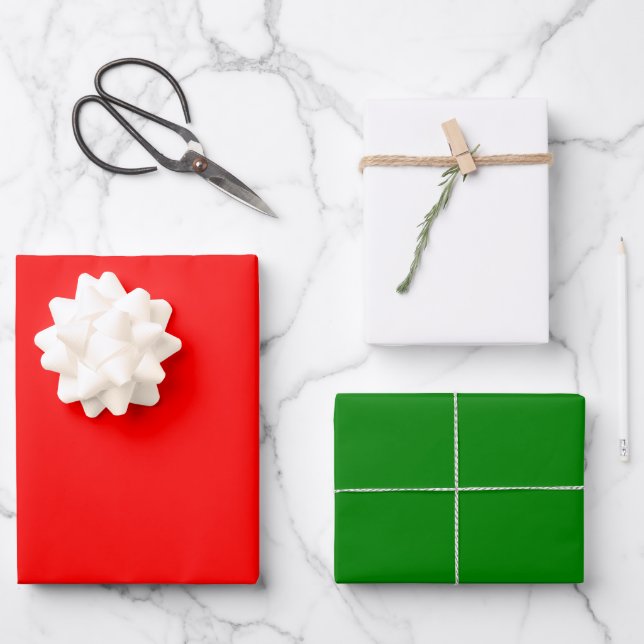 Modern Abstract Christmas Red Green White Wrapping Paper Sheets (Front)