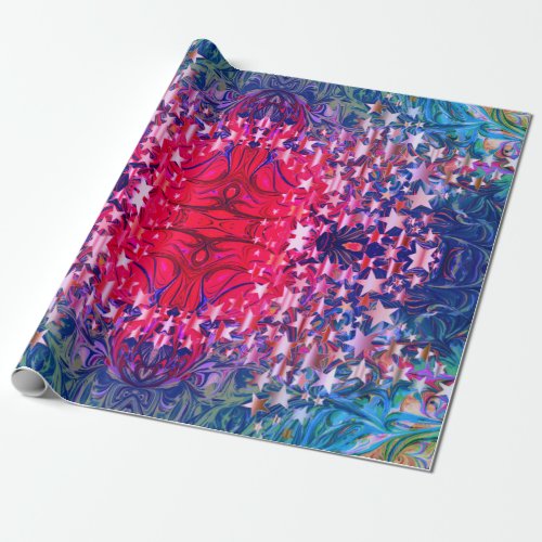 Modern Abstract  CHRISTMAS STARS  Purple Wrapping Paper