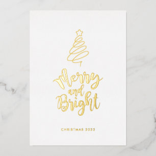 Modern Abstract Christmas Tree   Add Your Photo Foil Holiday Card