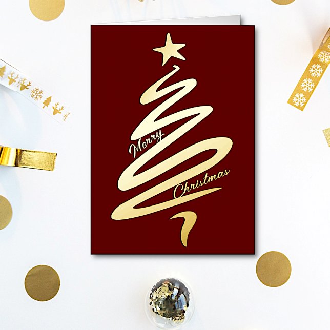 Modern Abstract Christmas Tree Holiday Foil Greeting Card (Creator Uploaded)