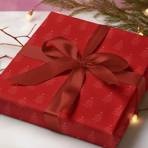 Modern Abstract Christmas Tree Red Holiday Gift Wrapping Paper