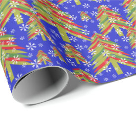 Modern Abstract Christmas Trees Wrapping Paper 