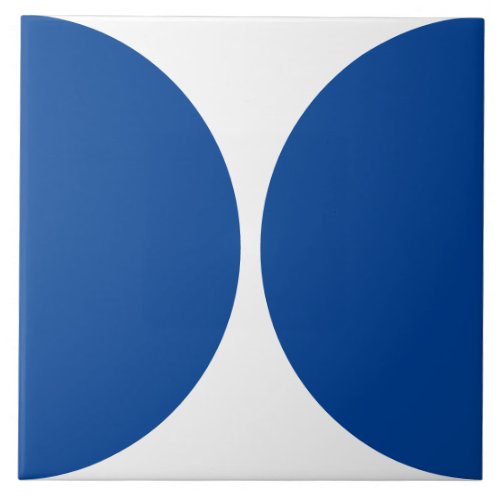 Modern Abstract Circle Shape blue and white tile