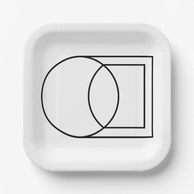Modern Abstract Circle Square Art  Paper Plates (Front)