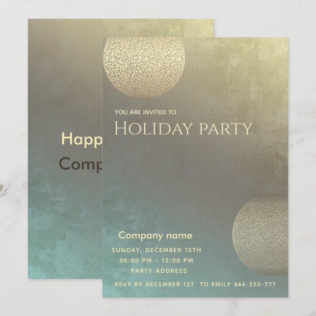 Modern abstract circles corporate Holiday party  Invitation (Front/Back)