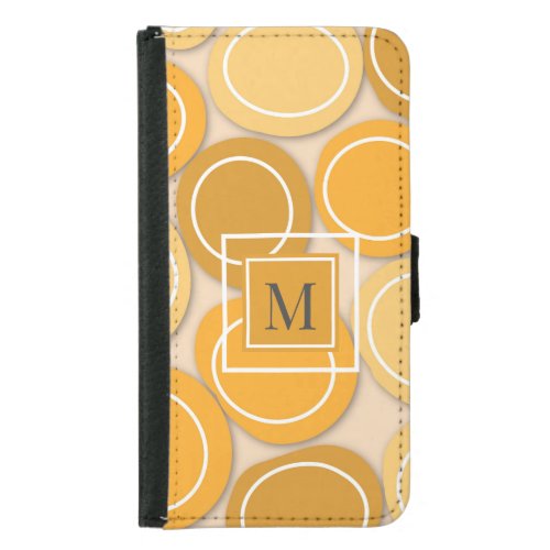 Modern  Abstract Circles Monogram Mustard Yellow Samsung Galaxy S5 Wallet Case