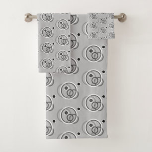 Modern Abstract Circles on Light Silver Gray Bath Towel Set