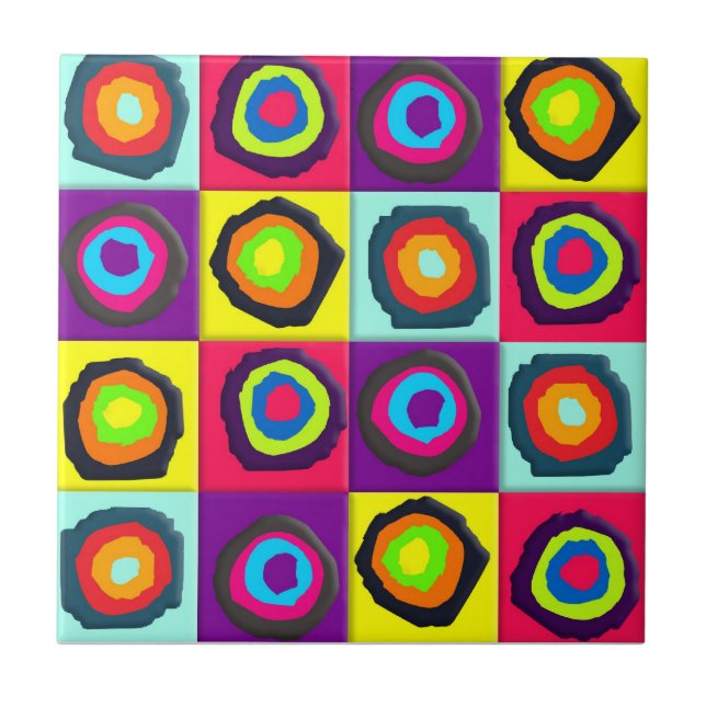 Modern Abstract Circles Pattern Ceramic Tile (Front)