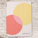 Modern Abstract Circles Red Yellow Pink Minimalist iPad Air Cover<br><div class="desc">A modern abstract design featuring 2 overlayed circles in yellow and red with a pink overlap. The design features a contemporary typography name or monogram which can easily be customized for a design as unique as you are!</div>