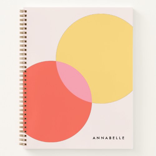 Modern Abstract Circles Red Yellow Pink Minimalist Notebook