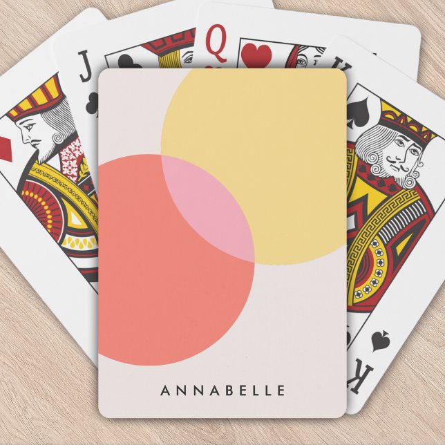 Modern Abstract Circles Red Yellow Pink Minimalist Poker Cards (Creator Uploaded)
