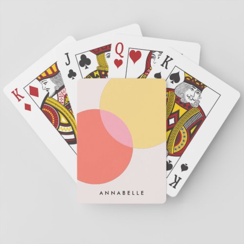 Modern Abstract Circles Red Yellow Pink Minimalist Poker Cards