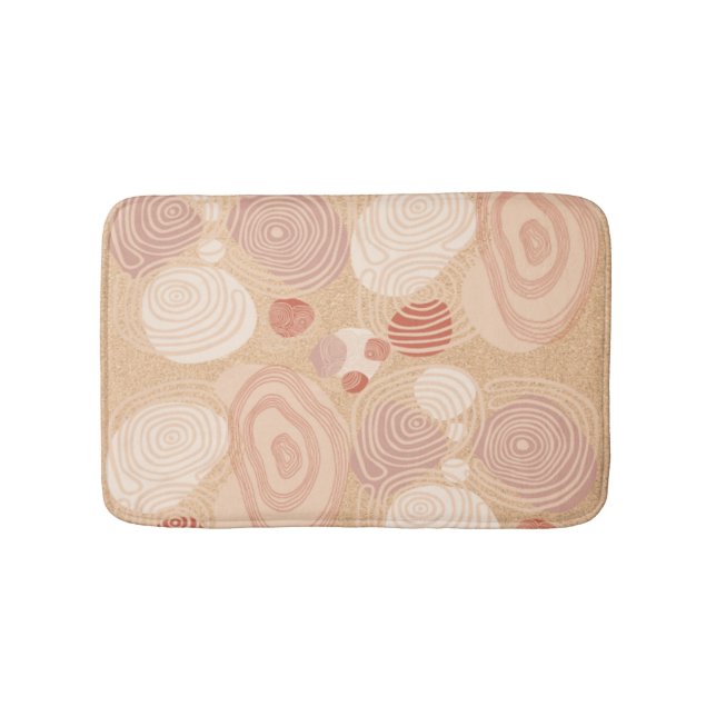 Modern Abstract Circles Rose Beige Colors Bath Mat (Front)