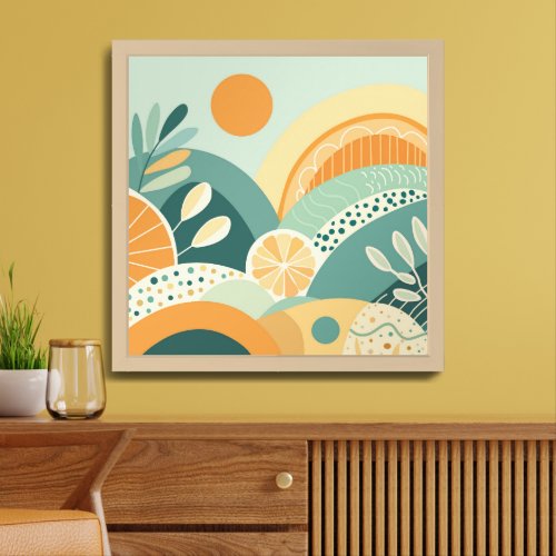Modern Abstract Citrus Landscape – Minimalist  Framed Art