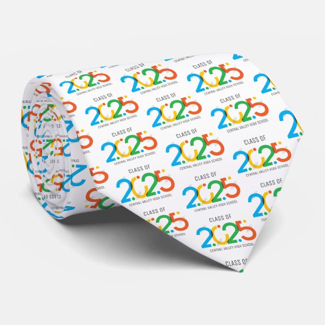 Modern Abstract Class of 2025 Neck Tie (Rolled)